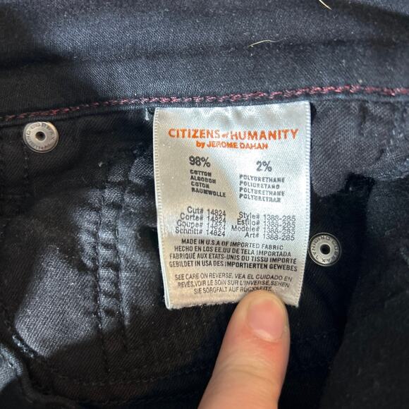 Citizens of Humanity Jeans 31 Black Thompson Medium Rise 29" Skinny Stretch - Picture 15 of 16